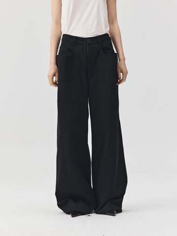 Wide-Leg Trousers with Draped Pockets
