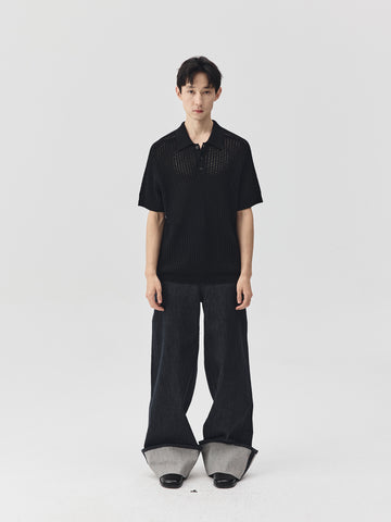 Folding Hem Raw Denim Jeans