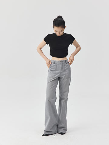 Cropped Stretch Jersey Short-Sleeve T-Shirt
