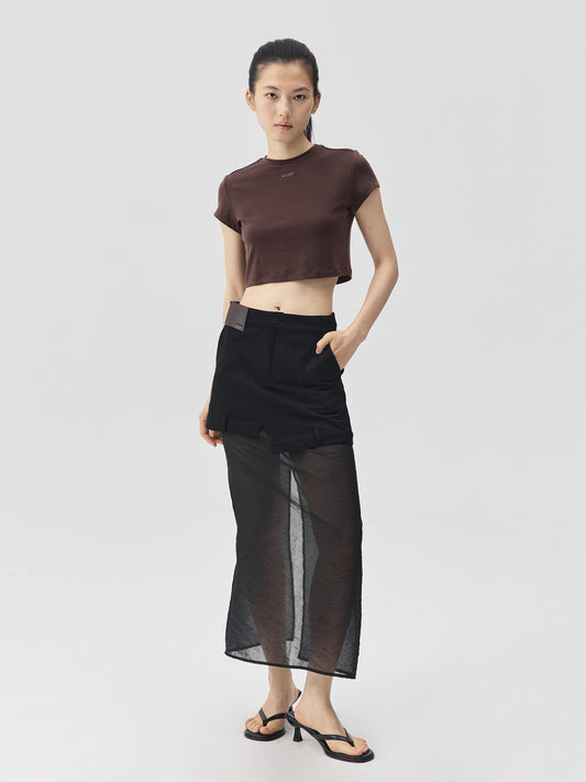 Cropped Stretch Jersey Short-Sleeve T-Shirt