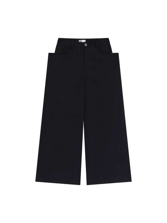 Wide-Leg Trousers with Draped Pockets