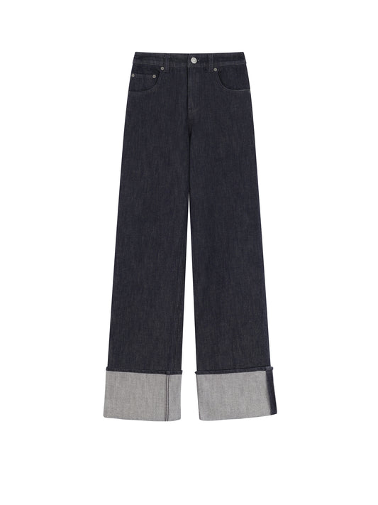 Folding Hem Raw Denim Jeans