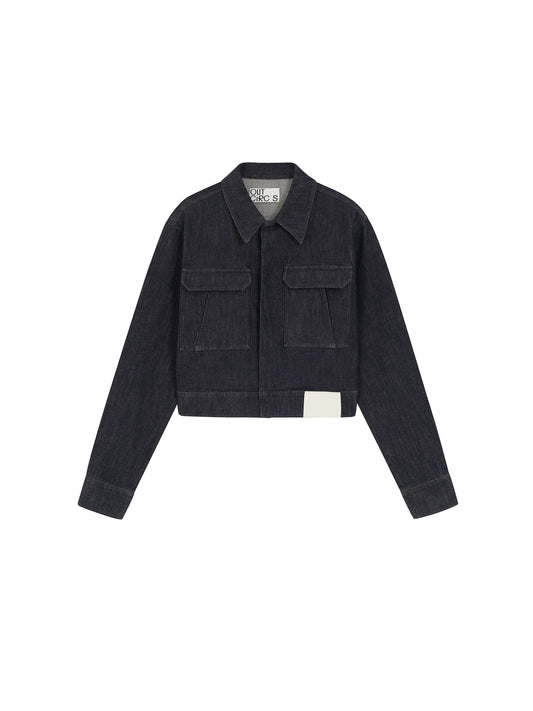 Cropped Raw Denim Boxy Jacket