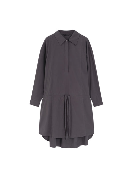 Loosen Form Drawstring Shirt Dress