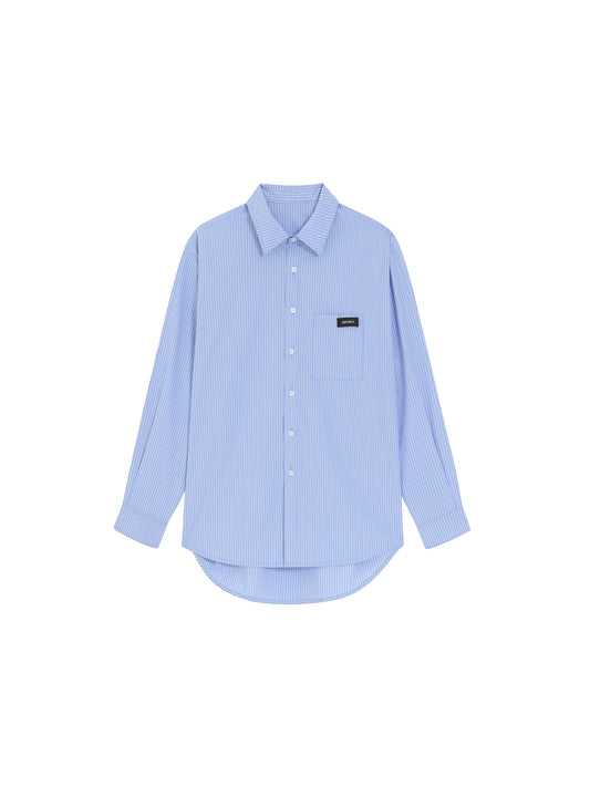 Blue Stripes Logo Front Pocket Shirt