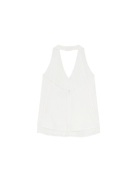 V-Neck Halter Open-Back Top
